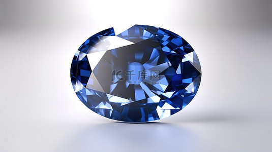 魅力蓝色背景图片_椭圆形蓝色蓝宝石的 3D 渲染