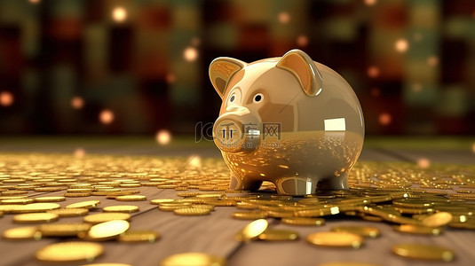 插入硬币的存钱罐的 3D 渲染，说明了省钱的概念
