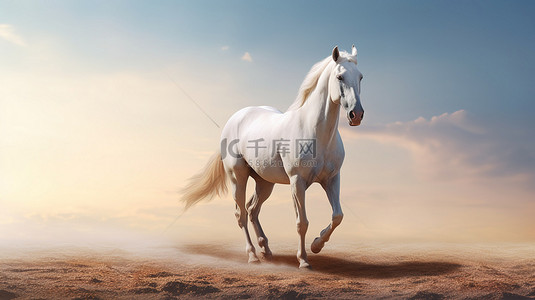 马术背景图片_令人惊叹的白色种马的 3D 渲染