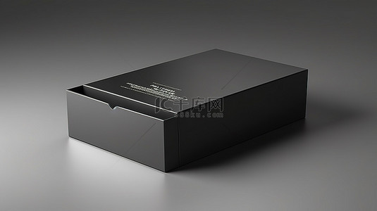 用于包装的空白滑动抽屉黑色纸板箱的企业品牌模型 3D 渲染