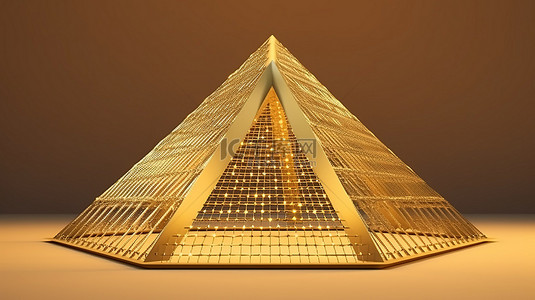 带金线框的三角形屋顶建筑的 3D 渲染