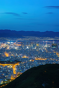 京都背景图片_黄昏时分的京都市景