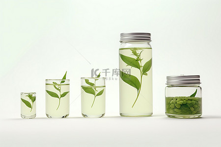 新鲜的茶叶背景图片_几种叶子相邻的绿茶产品