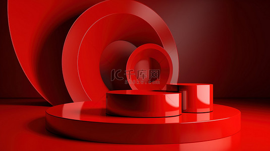 产品设计展示背景图片_红色讲台 3D 产品展示，成功营销活动