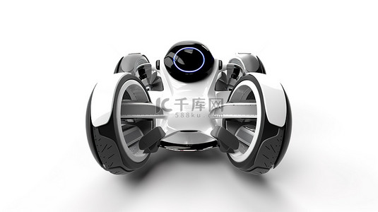 自动驾驶汽背景图片_操作自动驾驶汽车的机器人的白色背景 3D 渲染