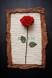 玫瑰框背景图片_一朵带纸框的小红玫瑰