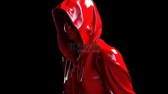 红帽背景图片_3d 渲染中的红帽抽象人物形象