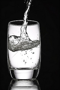 水倒入玻璃杯中