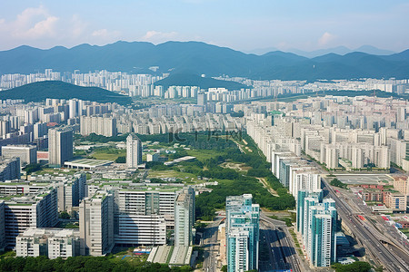 首尔北部绿地鸟瞰图