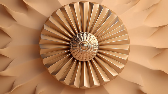 中性米色背景时尚 3D 渲染上的优雅复古风扇