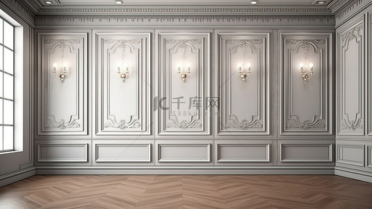 刨木工人背景图片_经典旧墙板油漆 3d 渲染背景中的室内细木工
