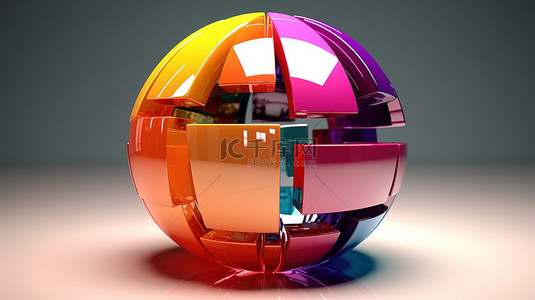 具有冷色和暖色配色方案的教育 3D 球体