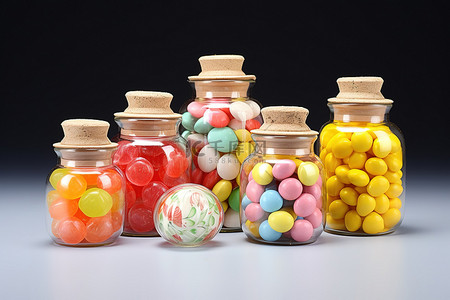 糖果背景图片_带盖装饰糖果透明玻璃罐