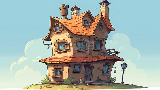 卡通房子背景图片_卡通房子建筑立体瓦片