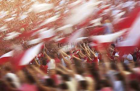 欢呼人们背景图片_田野上的人们挥舞着横幅和旗帜