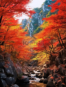 秋天树叶的背景图片_秋天的树叶森林一座有秋天树叶的大山