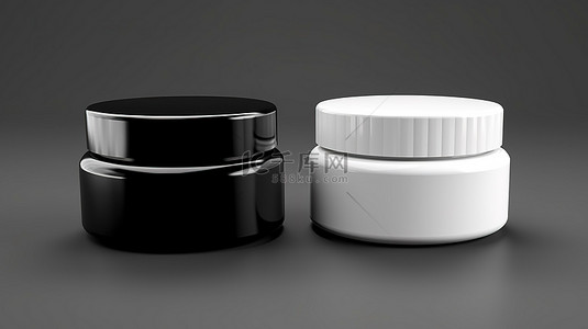 时尚黑背景图片_用于 3D 渲染化妆品的时尚黑色带盖哑光玻璃容器