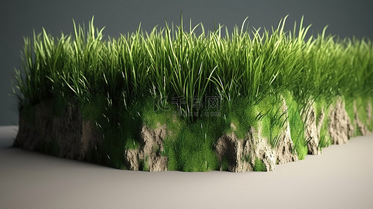 孤立的背景与郁郁葱葱的绿色草地的 3d 渲染