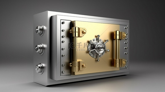 密码盒背景图片_3D 渲染的安全​​金库或存款箱的孤立对象
