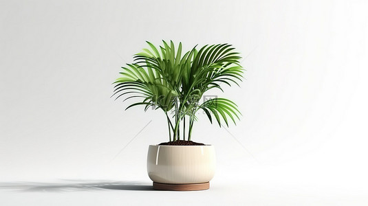 单个树叶背景图片_单个盆栽植物的孤立 3D 渲染