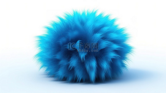 单花瓣背景图片_充满活力的蓝色头发，有光泽的绒球外观 3D 插图和渲染