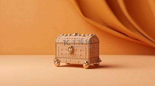 珠宝包装盒背景图片_米色和金色背景的豪华宝箱