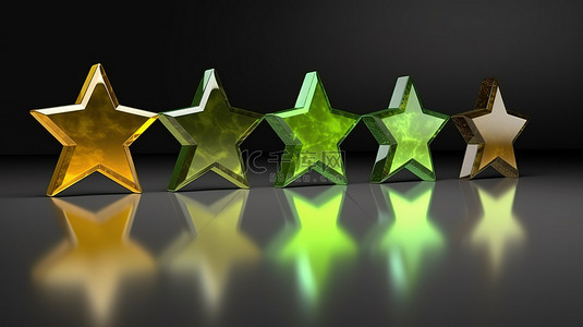 黄色星星背景背景图片_五星级评级代表 3D 渲染的质量和卓越性