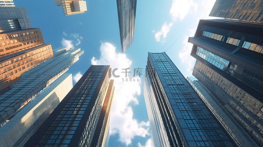 摩天大楼飞越的壮观 3D 高清插图