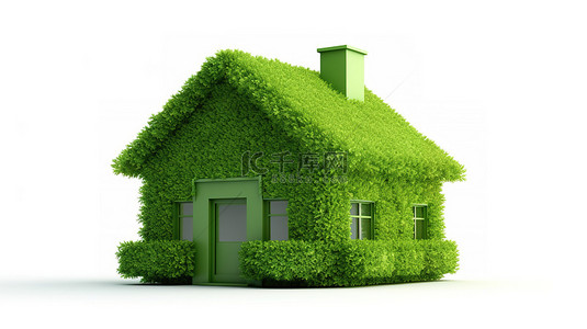 大白色背景图片_白色背景上生态友好型房屋的 3D 插图