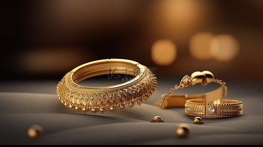 珠宝包装盒背景图片_豪华 3D 渲染珠宝包装样机
