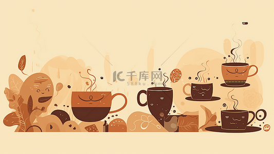 咖啡可爱卡通背景插画