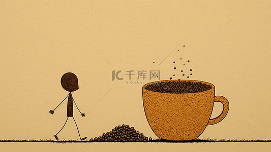 饮料卡通背景背景图片_咖啡咖啡豆卡通背景