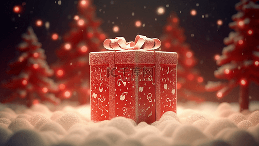 圣诞节唯美冬季白色礼品盒高级
