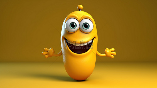搞笑的 3D 动画黄色人物