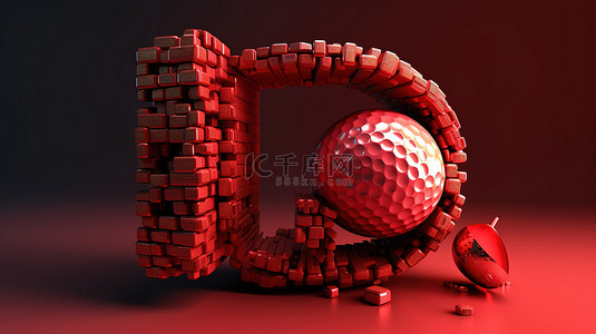 高尔夫爱好者的红色 3D 文本