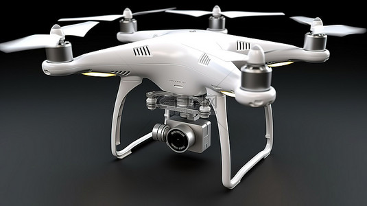 白色 3D 渲染图像中的四轴飞行器无人机