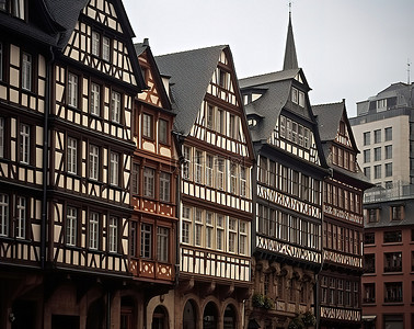 欧洲背景图片_法兰克福市中心的历史建筑