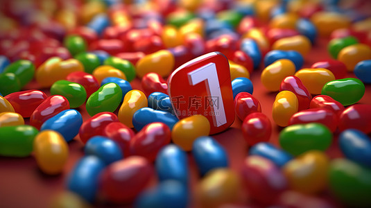 糖果派对背景图片_彩虹果冻豆第一，充满活力色彩缤纷的 3D 渲染