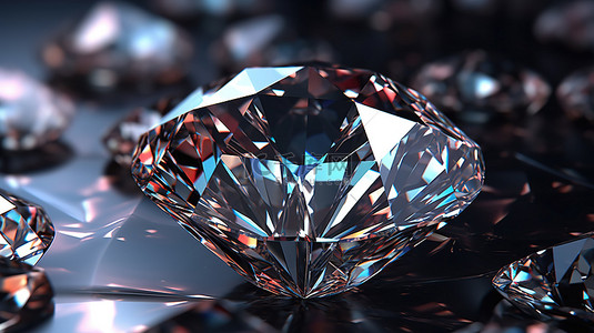 3D 插图中钻石的近距离腐蚀性纹理