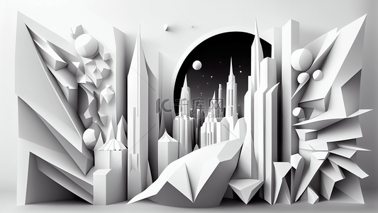 纸色背景背景图片_未来城市折纸白色背景