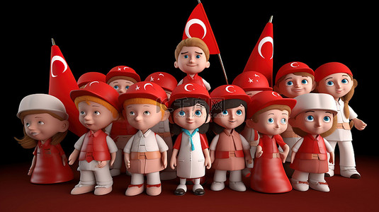 恋上俩兄弟背景图片_土耳其国家主权和 4 月 23 日庆祝儿童节的 3d 效果图