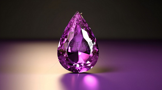 爱情水晶背景图片_梨形紫水晶宝石的 3D 雕刻图像