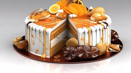 糖果派对背景图片_令人惊叹的 3D 蛋糕设计非常适合邀请卡演示和横幅