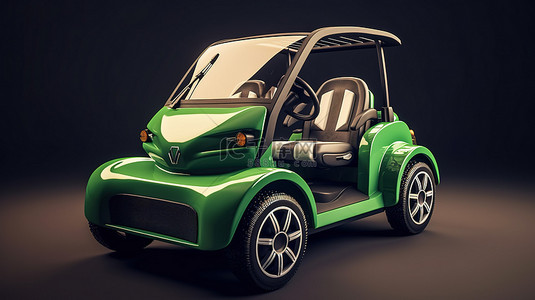 豪华座椅背景图片_孤立的绿色背景展示了以等距视图渲染的 3D 运动高尔夫球车模型，具有出色的 3D 图形