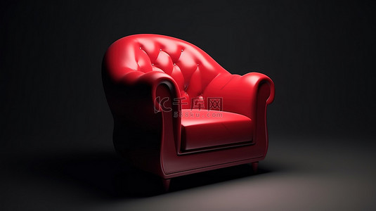 3D 渲染的扶手椅，具有说明性风格