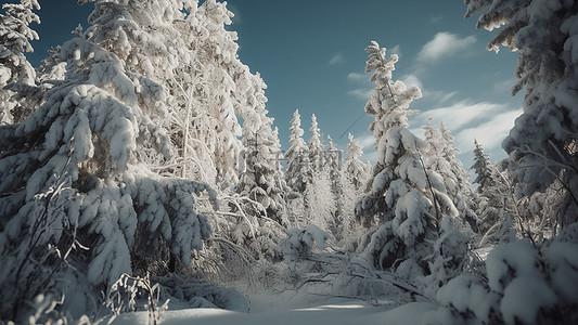 大雪背景图片_冬天白色植物