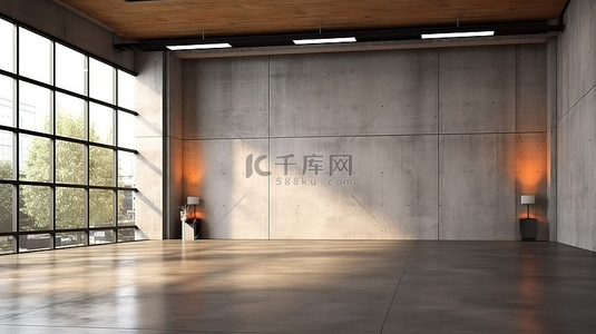 中国艺术横板背景图片_当代陈列室的 3D 渲染与混凝土墙背景高级车库设计照片