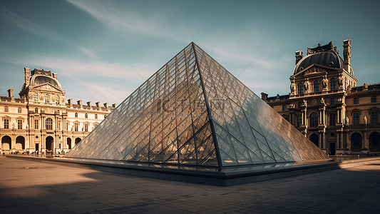 巴黎建筑背景图片_卢浮宫地标建筑背景