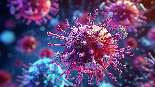 微观尺度流感病毒微生物的 3D 渲染