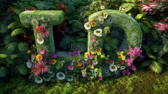 设计的花园背景图片_令人惊叹的 3D 渲染中郁郁葱葱的花园景观